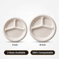 10" Bagasse Plate Three Compartment SC (BP010-3)