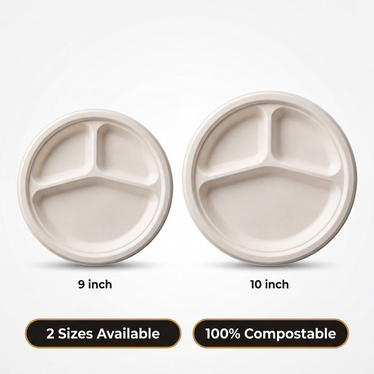 9" Bagasse Plate Three Compartment(BP009-3)