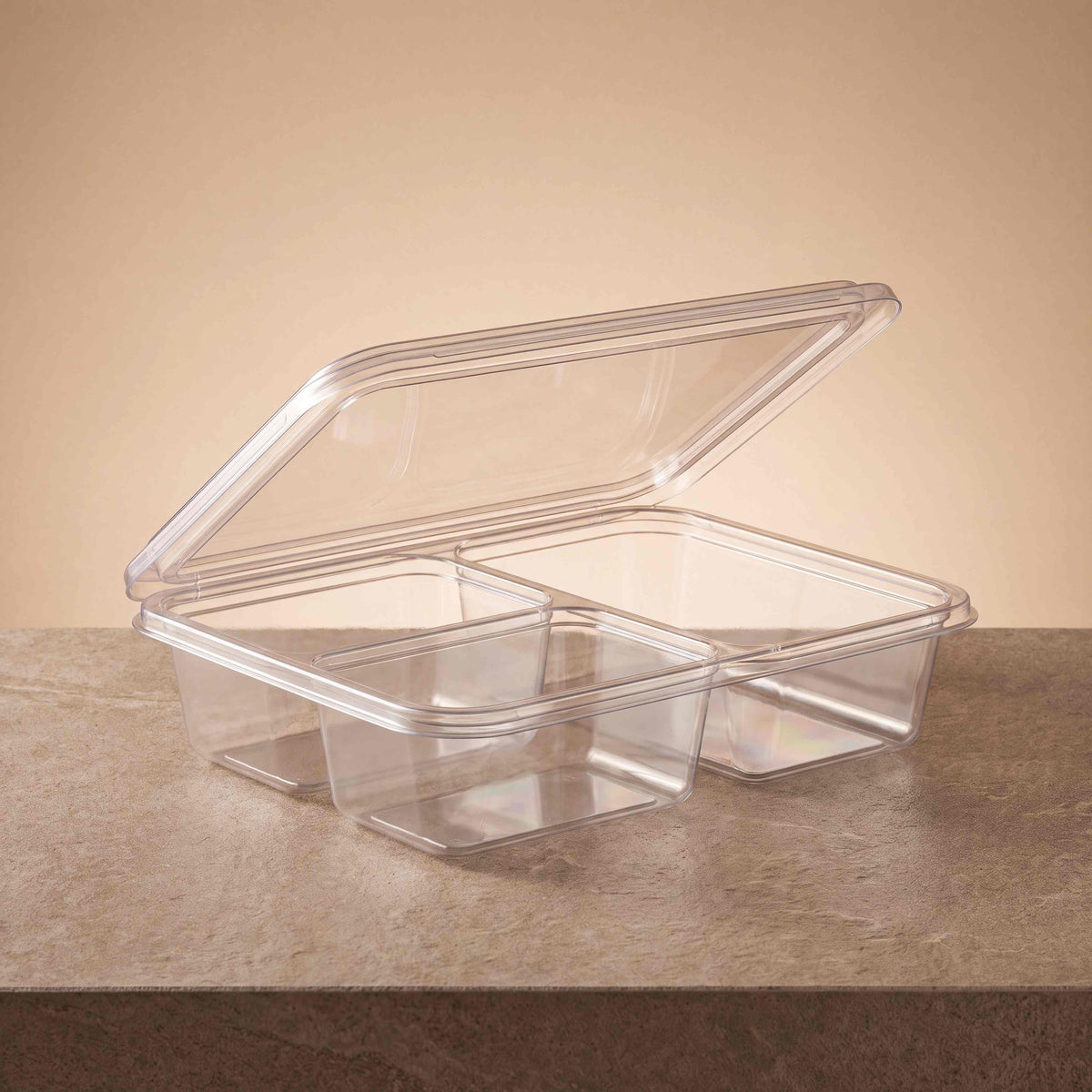 W205 2PC Black PP Container 10.5"x8", 5 Compartment 100pcs/cts